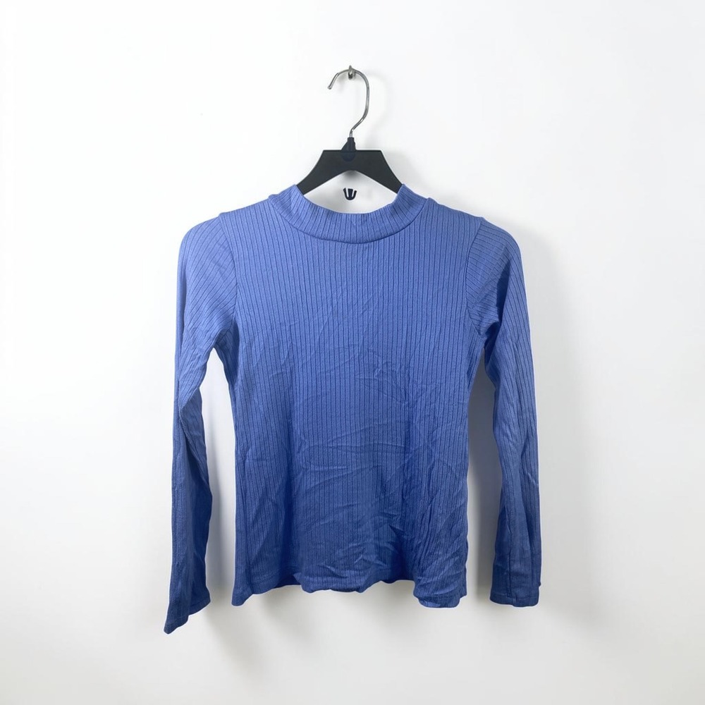 Art Class Girls XL 14 Blue Ribbed Mock Neck Long Sleeve Top